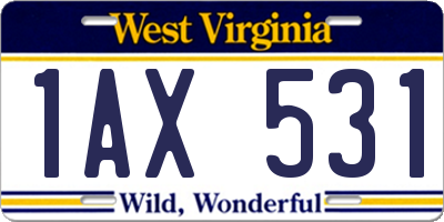 WV license plate 1AX531