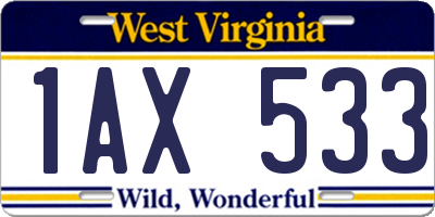 WV license plate 1AX533