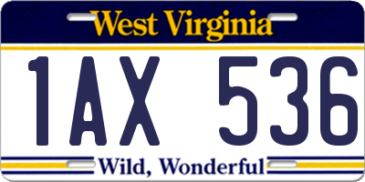 WV license plate 1AX536