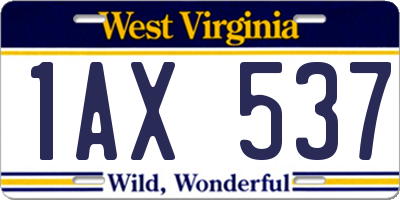 WV license plate 1AX537