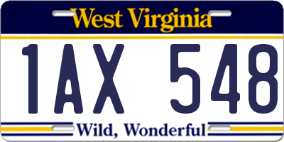 WV license plate 1AX548