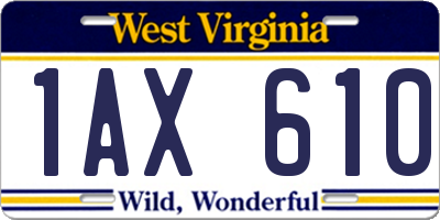 WV license plate 1AX610
