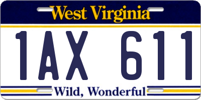 WV license plate 1AX611
