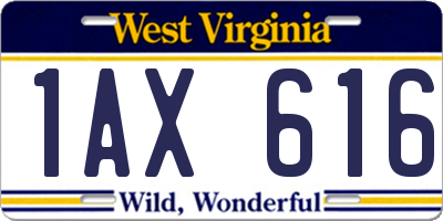 WV license plate 1AX616