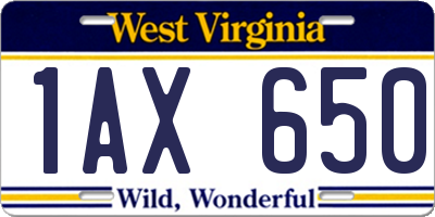 WV license plate 1AX650