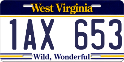 WV license plate 1AX653
