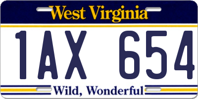 WV license plate 1AX654