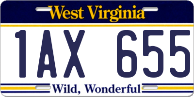 WV license plate 1AX655