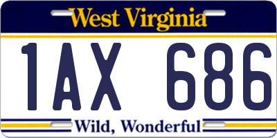 WV license plate 1AX686