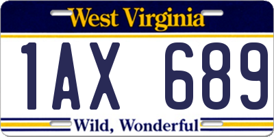 WV license plate 1AX689