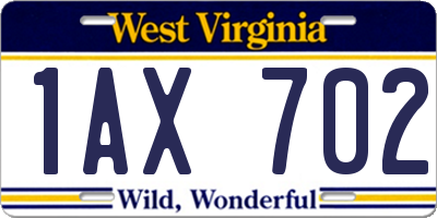 WV license plate 1AX702