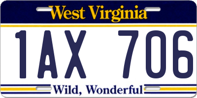 WV license plate 1AX706