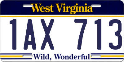 WV license plate 1AX713
