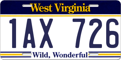 WV license plate 1AX726