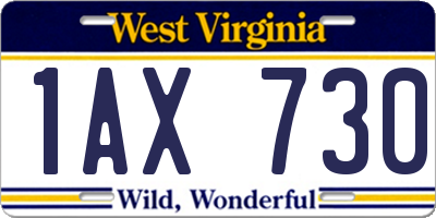 WV license plate 1AX730