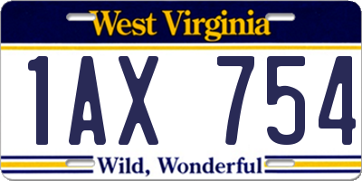 WV license plate 1AX754
