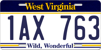 WV license plate 1AX763