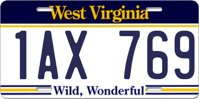 WV license plate 1AX769
