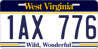 WV license plate 1AX776