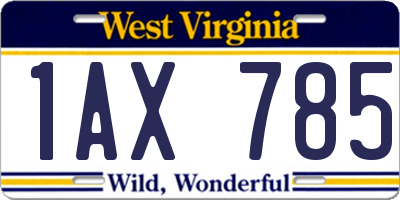 WV license plate 1AX785