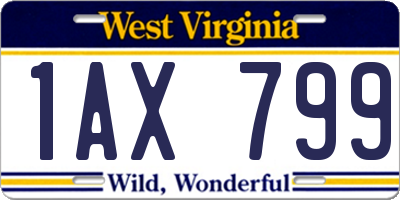 WV license plate 1AX799