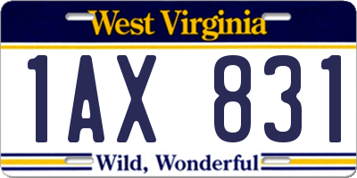 WV license plate 1AX831