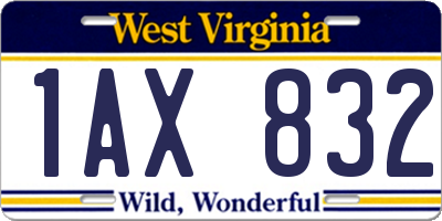 WV license plate 1AX832