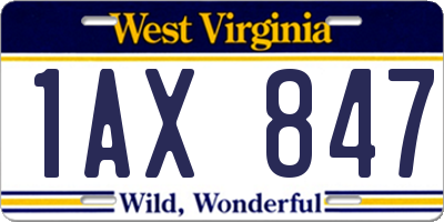 WV license plate 1AX847
