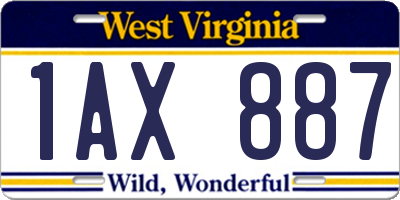 WV license plate 1AX887