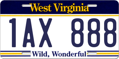 WV license plate 1AX888