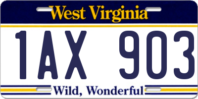 WV license plate 1AX903
