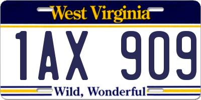 WV license plate 1AX909