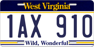 WV license plate 1AX910