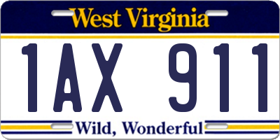 WV license plate 1AX911