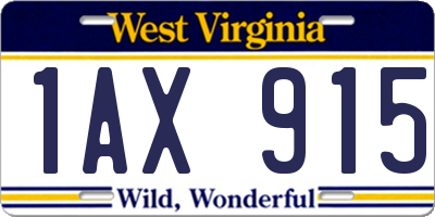 WV license plate 1AX915