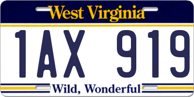 WV license plate 1AX919