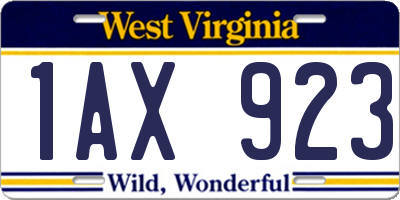 WV license plate 1AX923