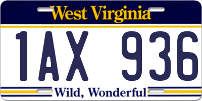 WV license plate 1AX936