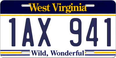 WV license plate 1AX941