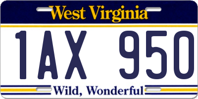 WV license plate 1AX950