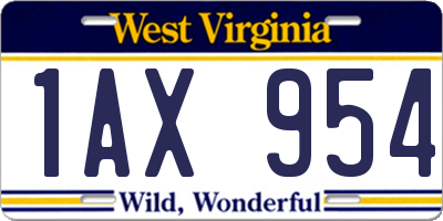 WV license plate 1AX954