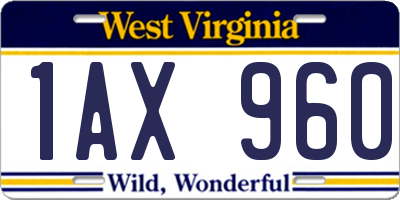 WV license plate 1AX960