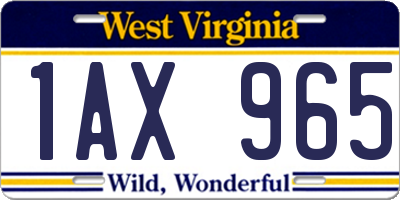 WV license plate 1AX965