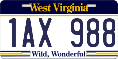 WV license plate 1AX988