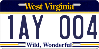 WV license plate 1AY004