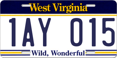 WV license plate 1AY015
