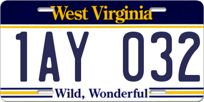 WV license plate 1AY032