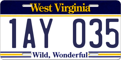 WV license plate 1AY035