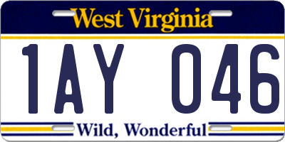 WV license plate 1AY046