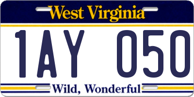 WV license plate 1AY050